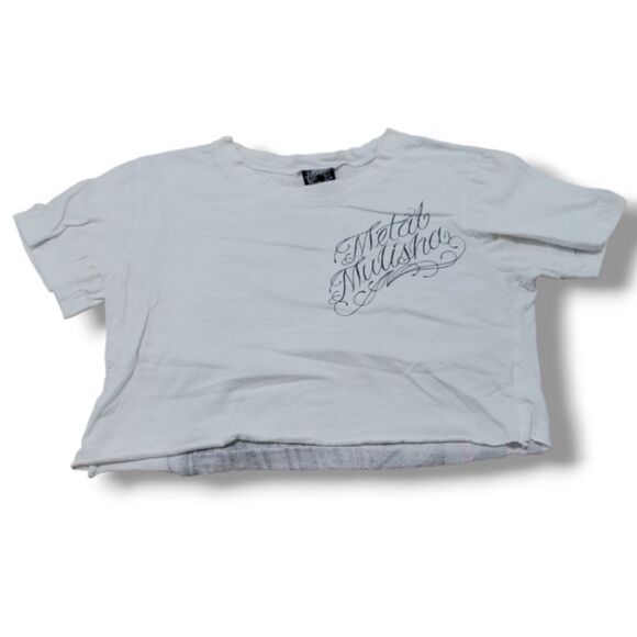 Metal Mulisha Top Size Small SM Cut Off Crop Top Baby Tee Graphic Print T-Shirt - Picture 1 of 7